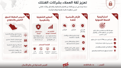 ملصق معلوماتي حول أوبى الدفع OPay يشرح حلول الثقة وتطوير الخدمات المصرفية للعميل بالعربية.