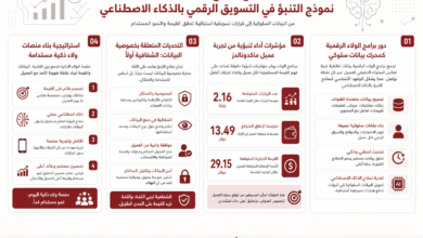 Arabic infographic outlining four pillars of digital loyalty programs in marketing, with icons and brief descriptions.