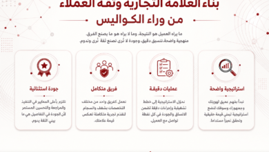 مخطط يوضح أربع محاور للخدمات: جودة استشارية، فريق متكامل، عمليات دقيقة، واستراتيجية واضحة.